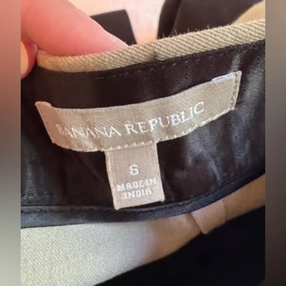 Banana Republic Tan Black Pencil Skirt modern‎ pencil stretch knit stripe